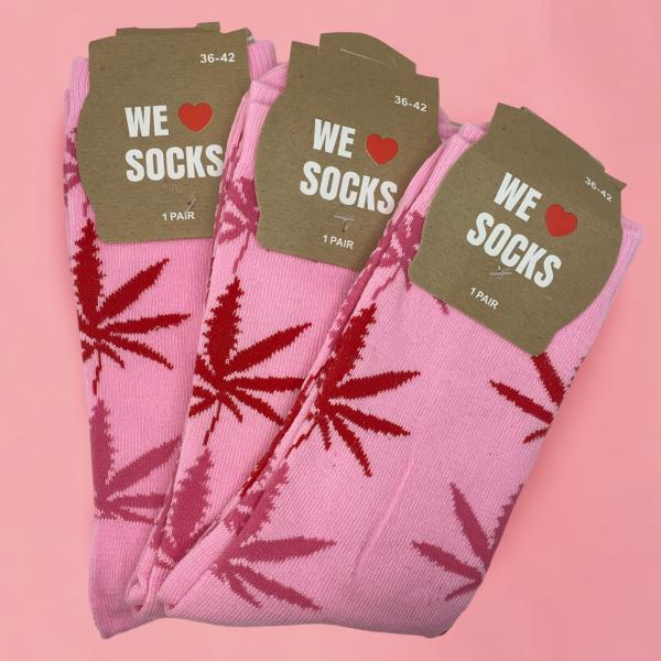 Pinke Hanfblatt Socken 36-42